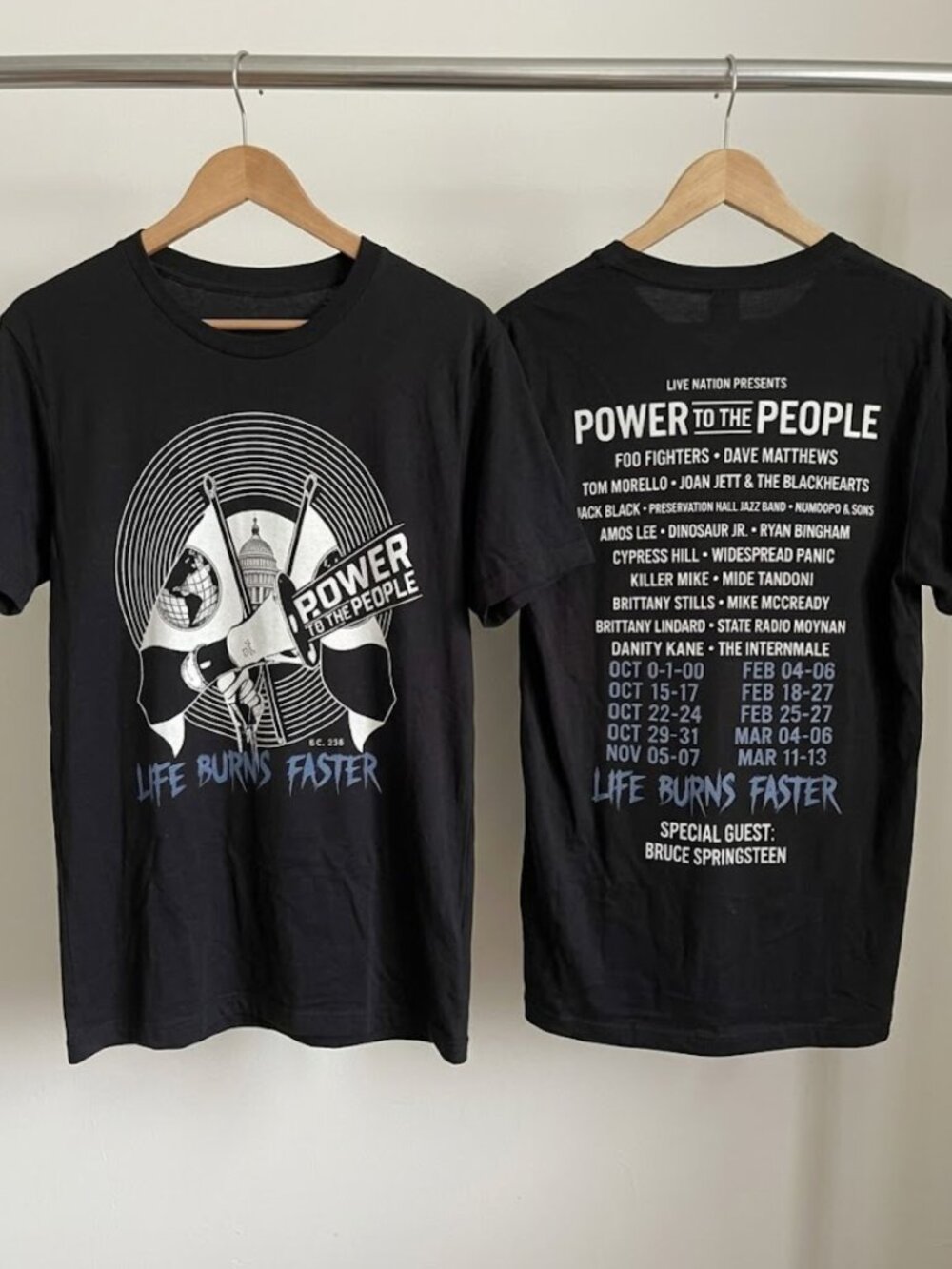 Power To The People Festival 2026 Megaphone Globe T-Shirt Reprint